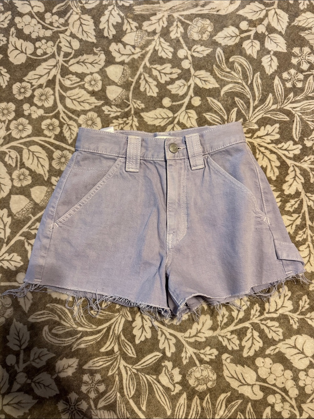 PacSun Lavender High-Rise Frayed Hem Women's Shorts